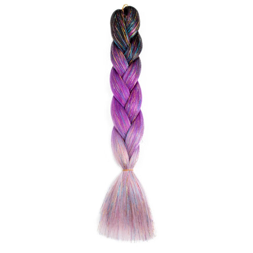 Synthetic Ombre 24inch Glitter Jumbo Braids Extensions Sparkle Rainbow