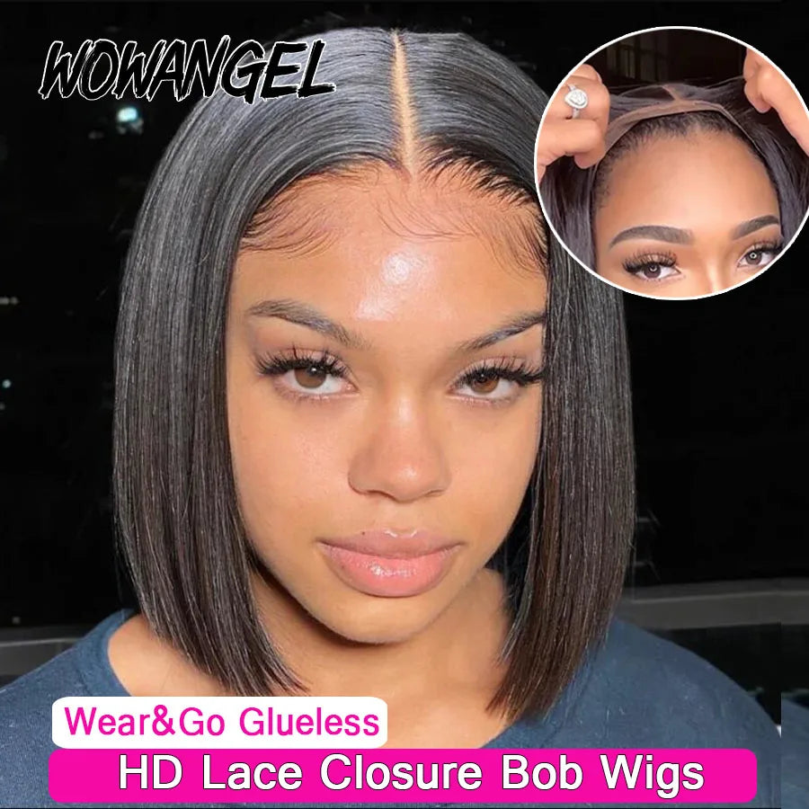 WOWANGEL Straight Bob Wig 5X5 HD Lace Closure Wig Ready To Wear