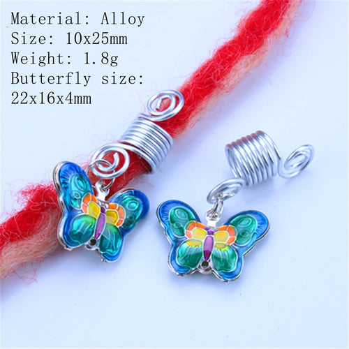 Mixed Butterfly Hair Braid Beads Dreadlock Beads Ring Braiding Hair