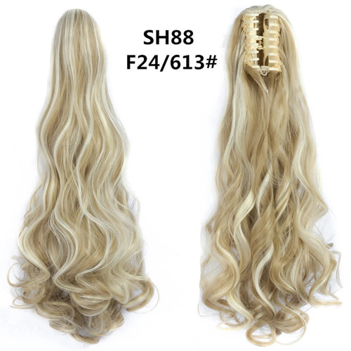 Long Wavy Straight Claw Clip On Ponytail Hair Extension Synthetic