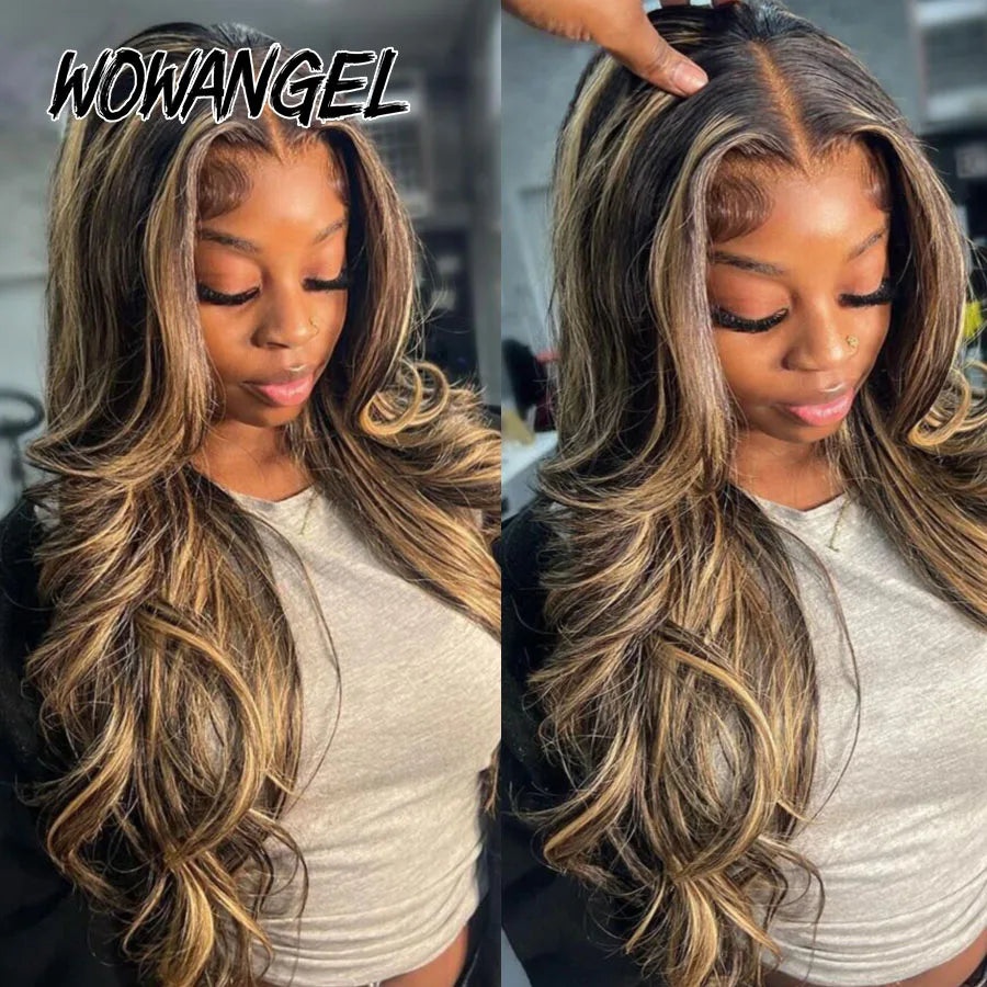 Wow Angel 34inch Highlight Body Wave Wigs 5X5 HD Lace Closure Wig