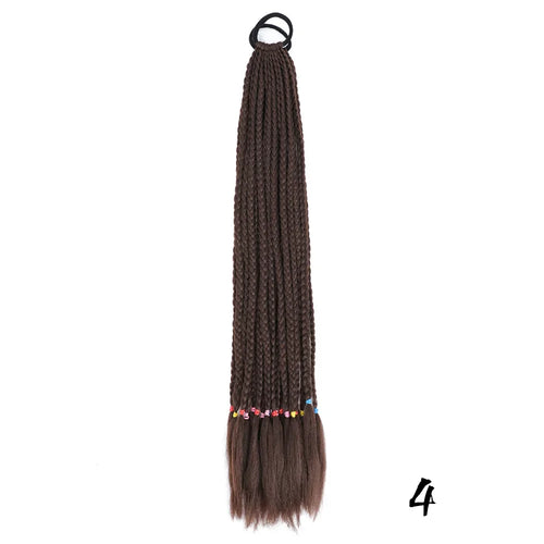 Synthetic Colored Braided Ponytail Hair Extension 60CM Elastic Rubber