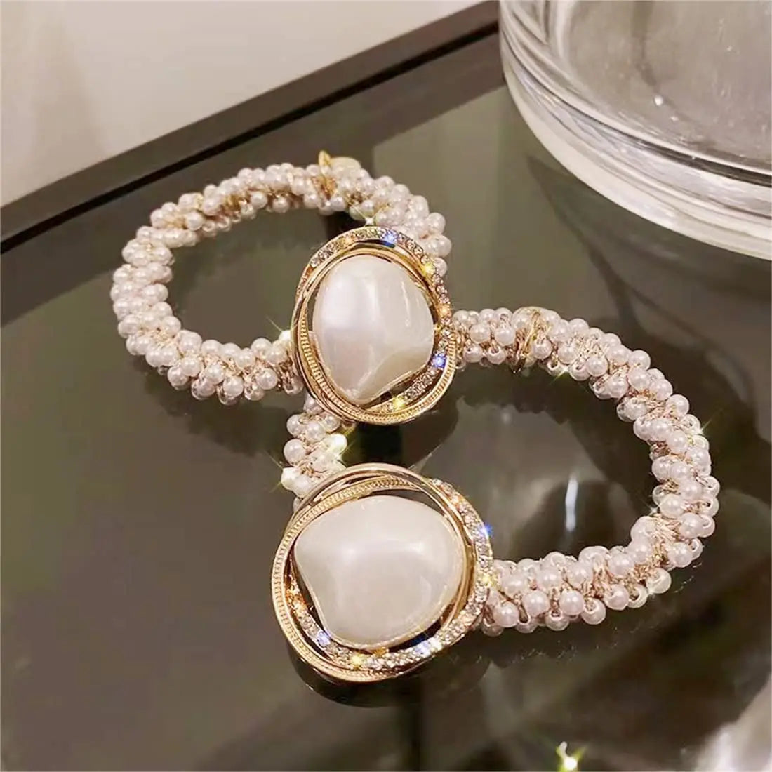 Elegant Baroque Artificial Pearl Hair Tie Women Braided Scrunchies