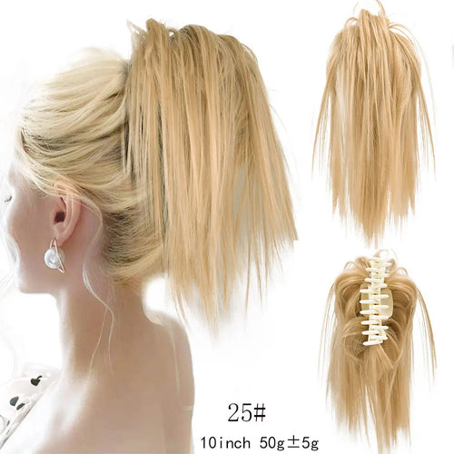 Long Wavy Straight Claw Clip On Ponytail Hair Extension Synthetic