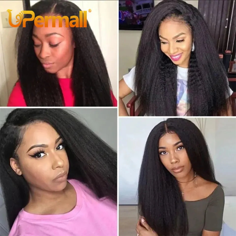 Upermall 13x4 Kinky Straight Lace Frontal Pre Plucked With Baby Hair