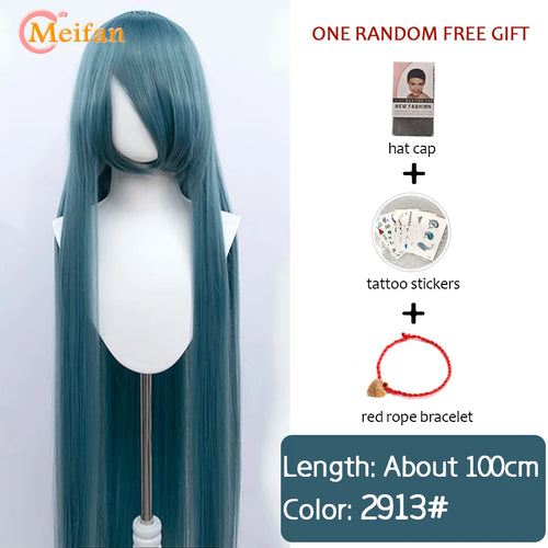 MEIFAN 100CM Synthetic Cosplay Anime Costume Wig Blonde Blue Red Pink