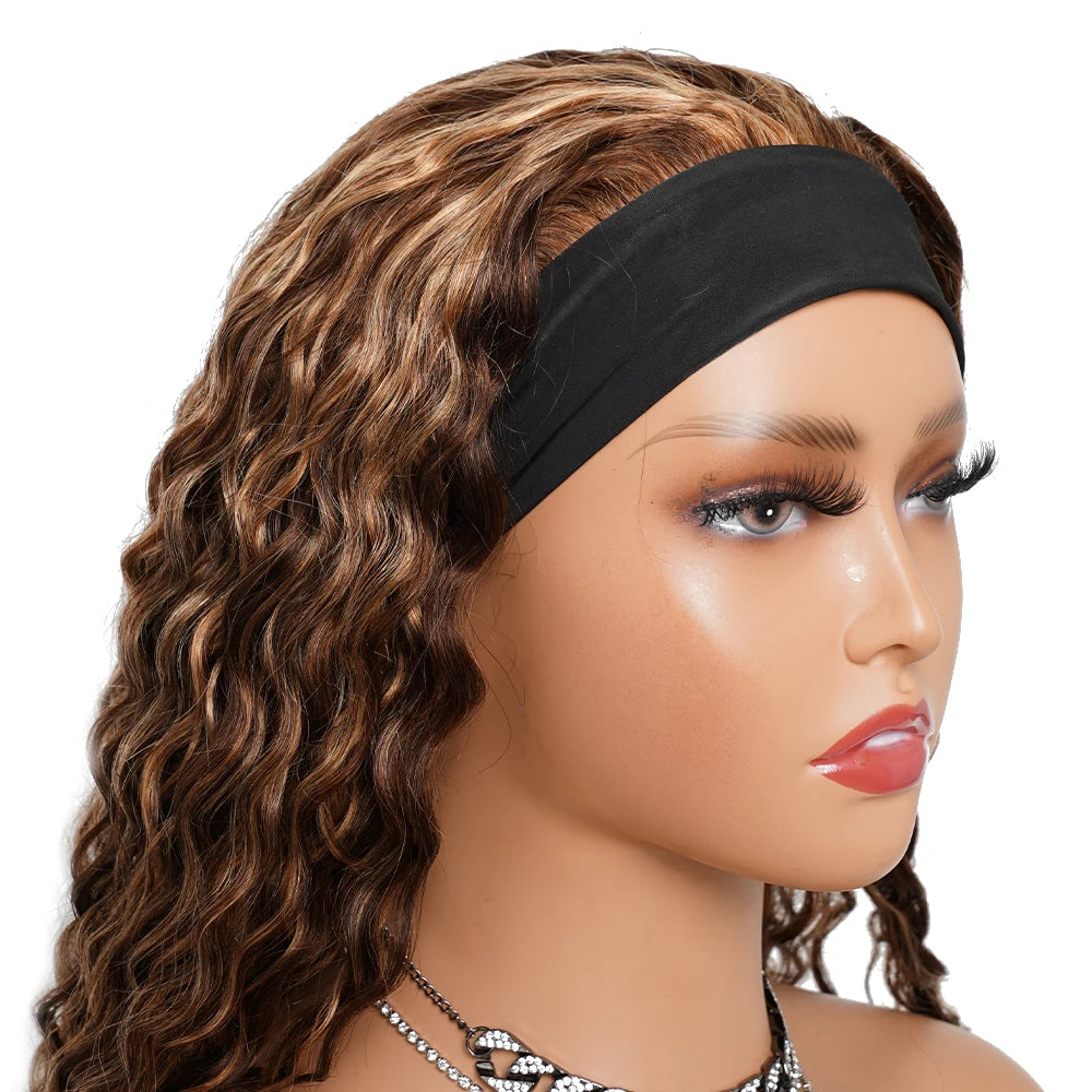 Headband Wigs Ombre Human Hair Water Wave Curly Headband Human Hair