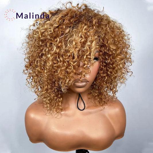 Honey Blonde Curly 13x4 Invisible Transparent Lace Front Wig