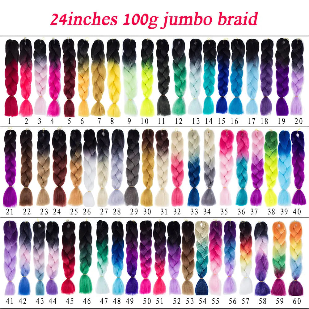 Synthetic 24Inch 100G Wholesale Single Ombre Color Glowing Hair