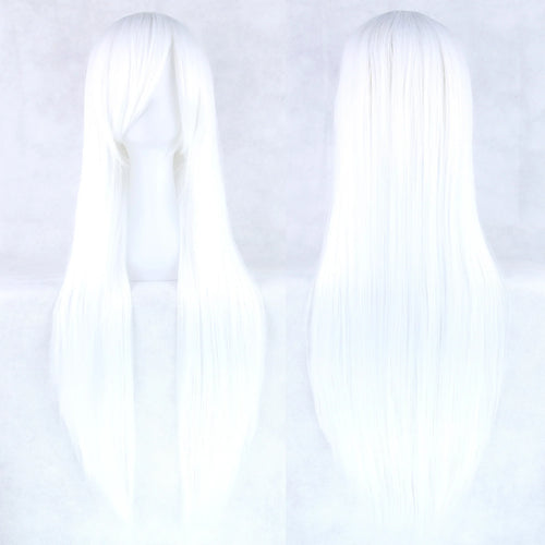 80cm Long Blonde Straight Synthetic Hair Cosplay Wig with Bangs