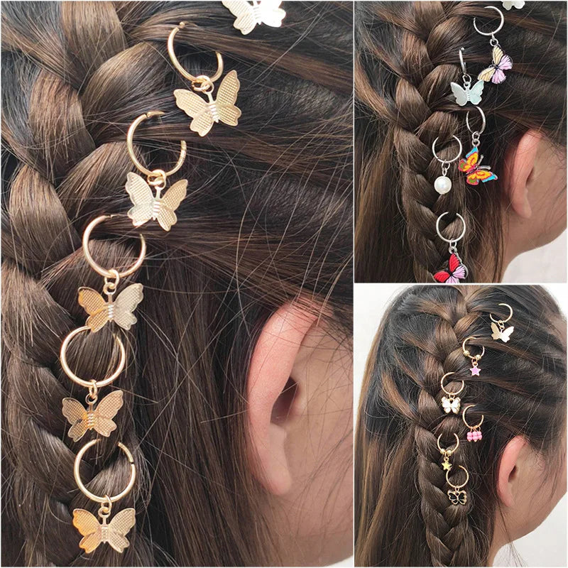 Mixed Butterfly Hair Braid Beads Dreadlock Beads Ring Braiding Hair