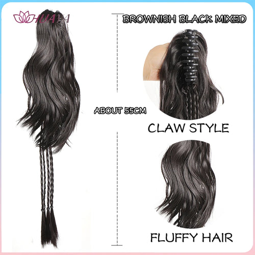 HUAYA Synthetic Claw Clip Ponytail Braid Hair Extensions Long Curly