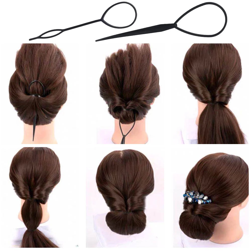 4pcs Magic Hair Donut Bun Maker Braid Puller Styling Tools Ponytail