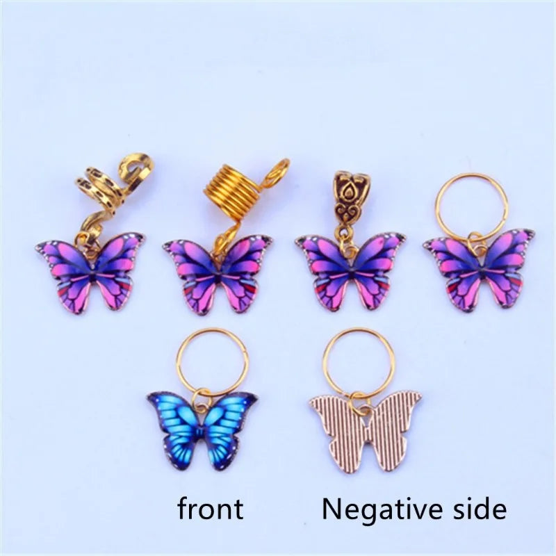 Mixed Butterfly Hair Braid Beads Dreadlock Beads Ring Braiding Hair