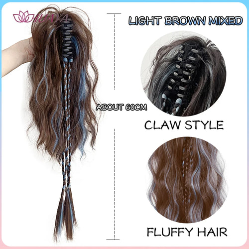 HUAYA Synthetic Claw Clip Ponytail Braid Hair Extensions Long Curly