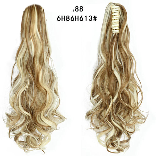 Long Wavy Straight Claw Clip On Ponytail Hair Extension Synthetic