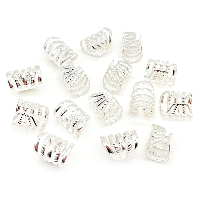 30Pcs Opening 11x15mm KC Gold Silver Metal Tube Ring Dreadlock for