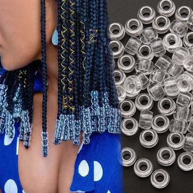 50Pcs 100Pcs Transparent 4mm Big Hole Dreadlock Beads for Jumbo Braids