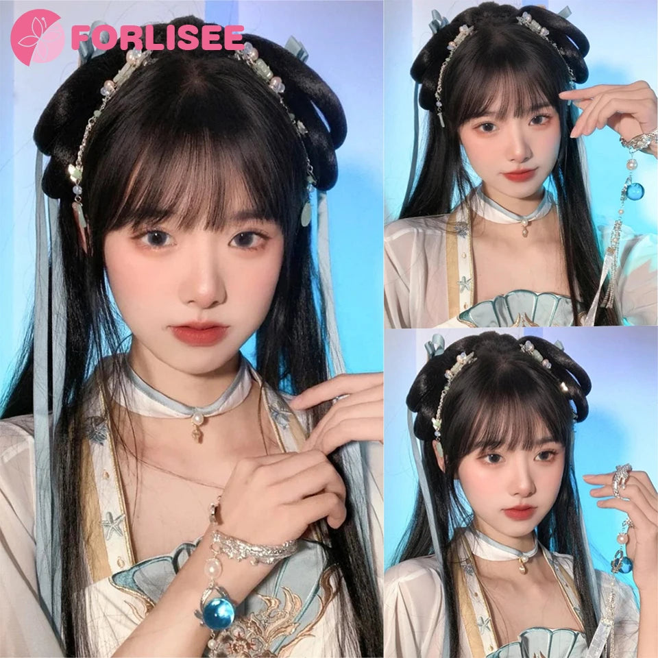 Synthetic Ancient Costume Hanfu Wig All-in-one Lazy Hairband Ancient