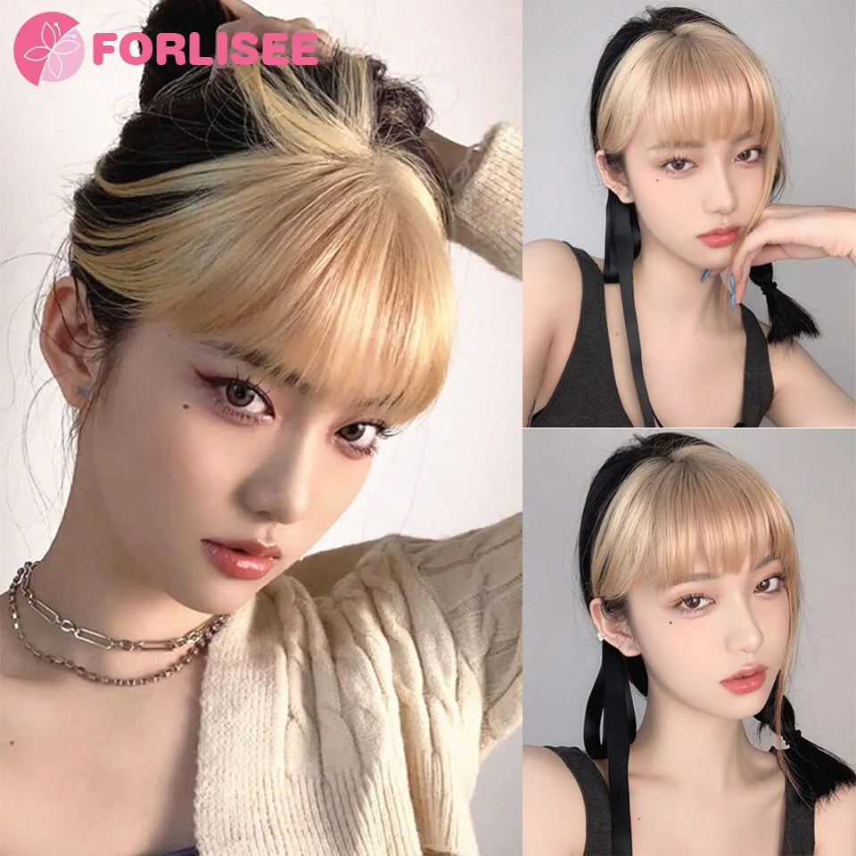 FORLISEE Synthetic 3D French Bangs Wig With Natural And Seamless