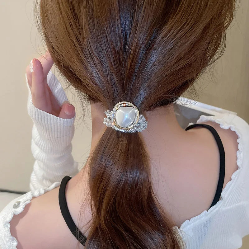 Elegant Baroque Artificial Pearl Hair Tie Women Braided Scrunchies