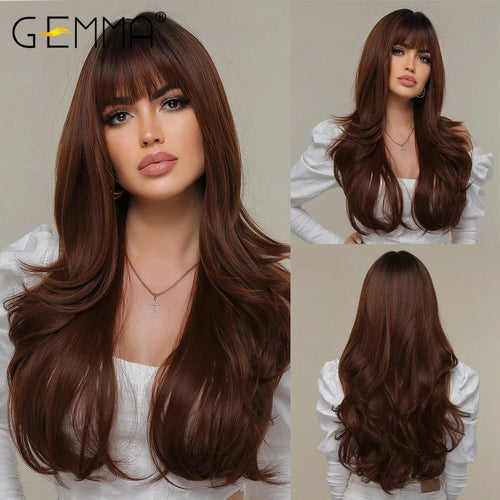 Long Wavy Light Ash Blonde Synthetic Wigs with Bangs for Women Natural