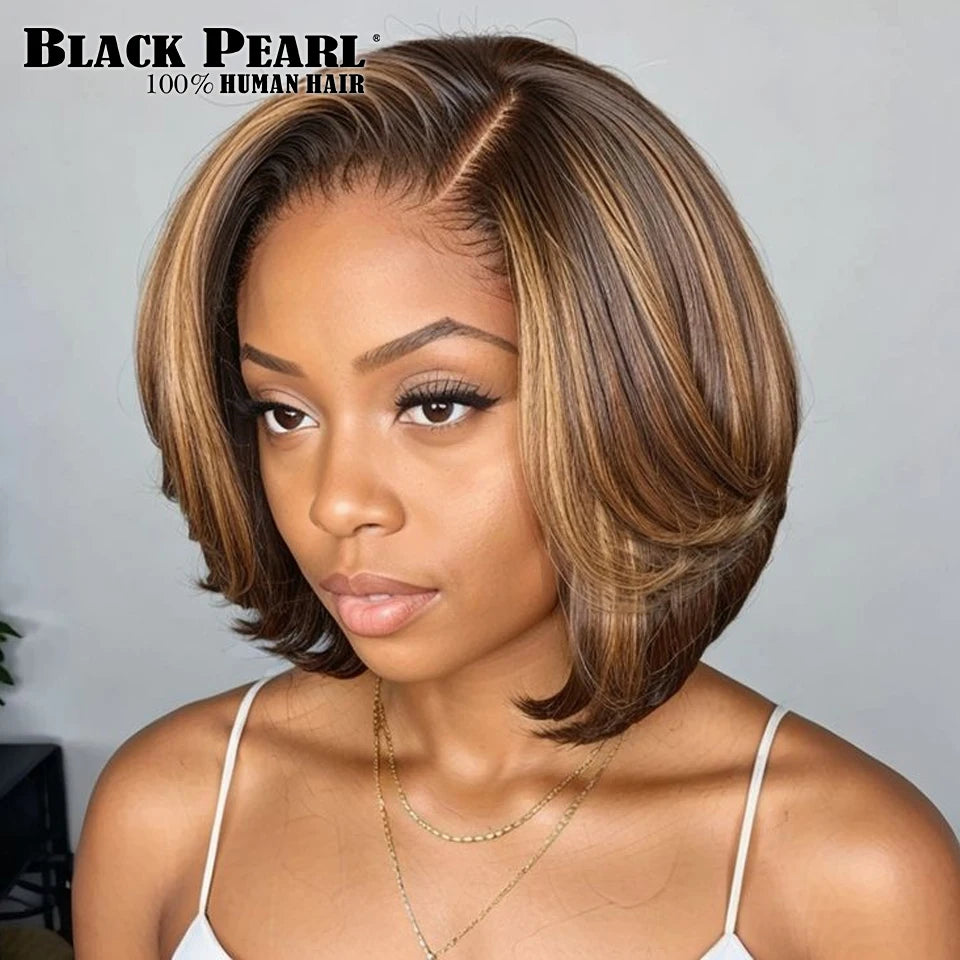 Highlight Wig Human Hair Bob Wig Short Straight Bob Wig Lace Front