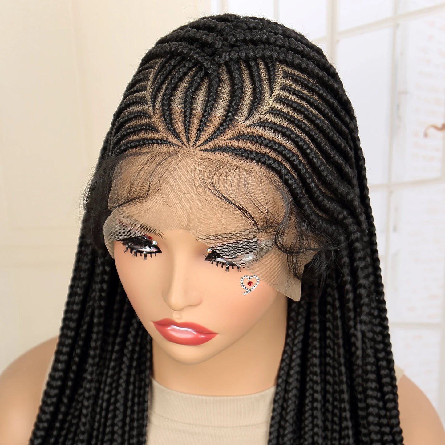 Synthetic Full Lace Cornrow Braided Wigs with Baby Hair for Black