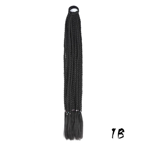 Synthetic Colored Braided Ponytail Hair Extension 60CM Elastic Rubber