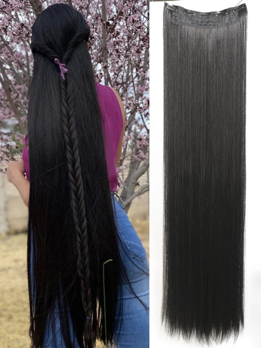 Synthetic 5 Clip In Hair Extensions Long Straight Hairstyle Hairpiece