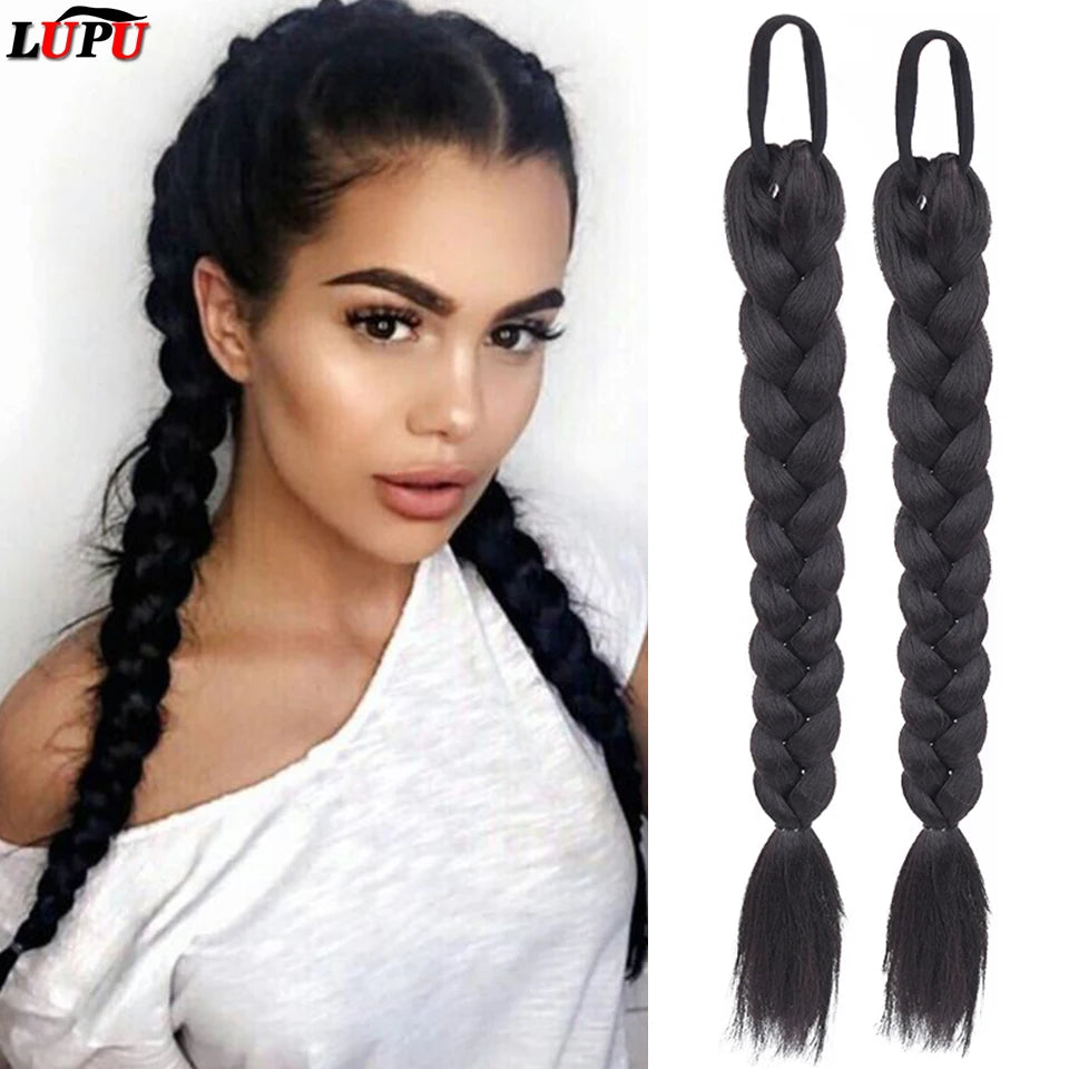 LUPU Synthetic Braided Ponytails Hair Extensions For Women With