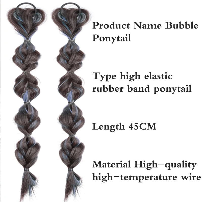 New Concubine Synthetic Bow Ponytail High Elastic Wig Woman Hair Side