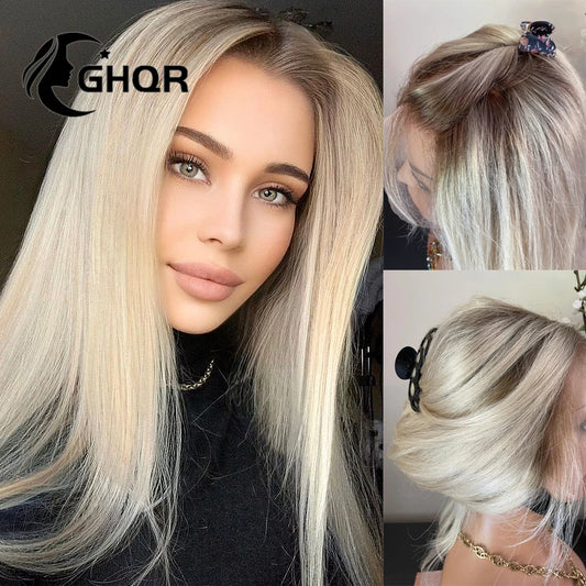 Ombre Blonde Lace Front Wig Human Hair Colored