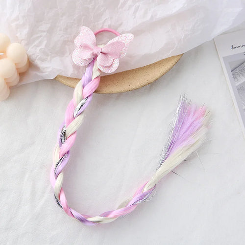 2023 New Girls Cute Cartoon Bow Butterfly Colorful Braid Headband Kids