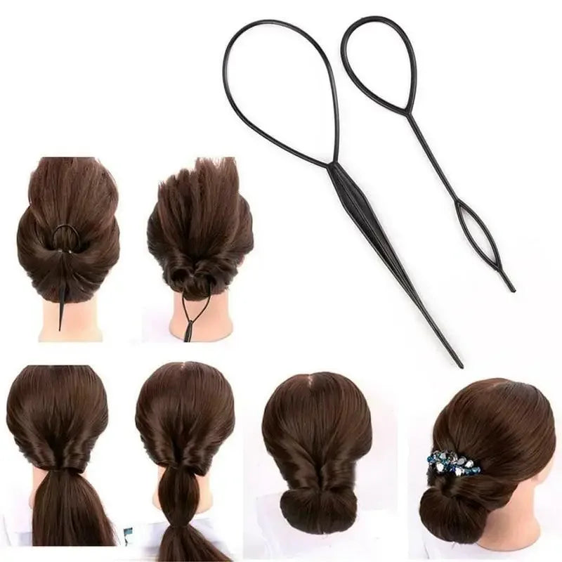 4pcs Magic Hair Donut Bun Maker Braid Puller Styling Tools Ponytail