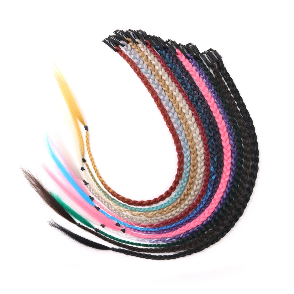 Synthetic 5 Pcs/Lot Clip-in Extensions For Women Rainbow 22 Inch Braid