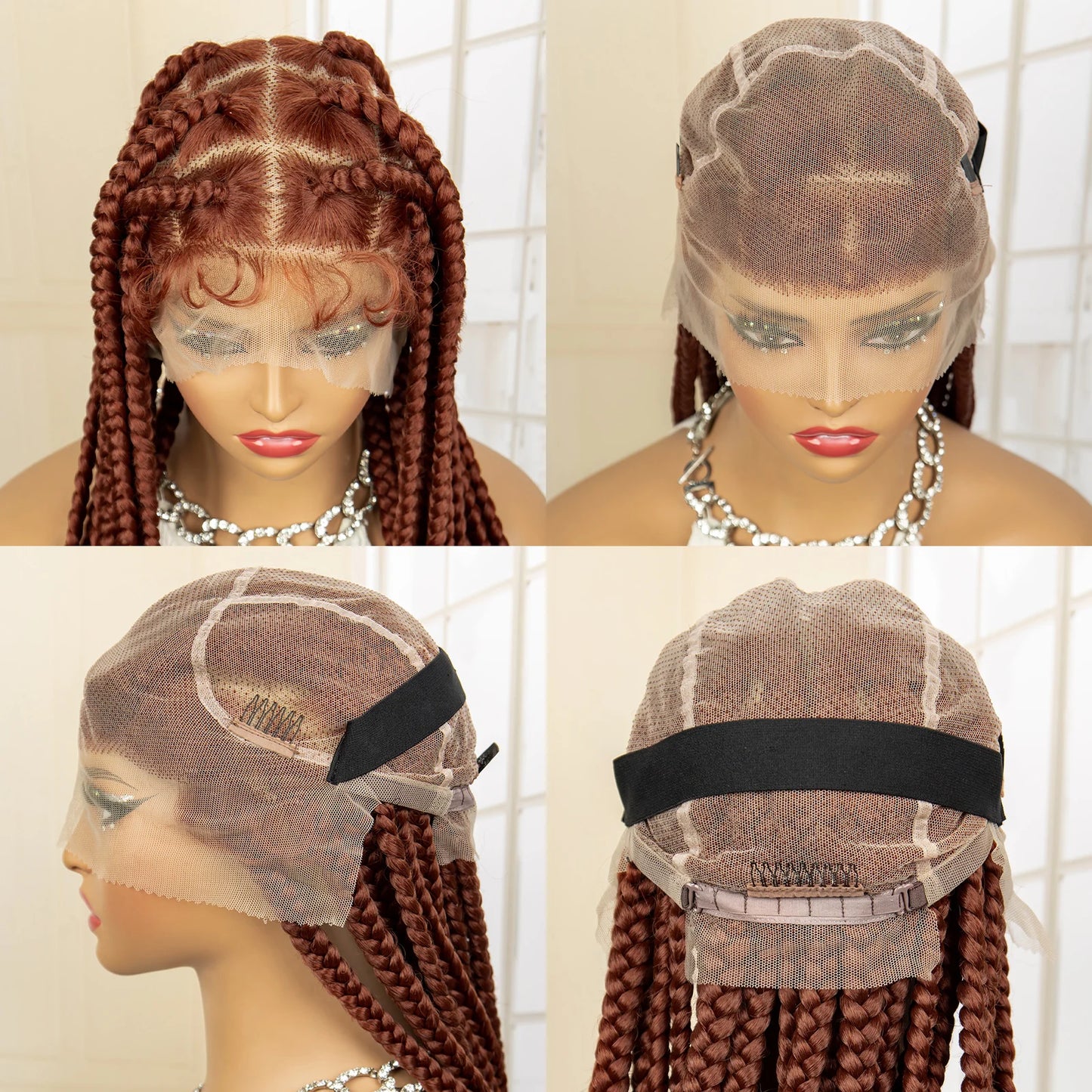 Synthetic Full Lace Big Knotless Box Braided Wigs for Women 36 Inches