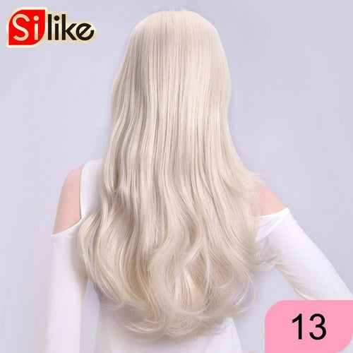 Silike 24 Inch Wavy 3/4 Half Wig Long Synthetic Hair Extensions Ombre