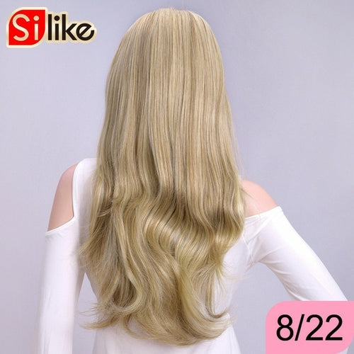 Silike 24 Inch Wavy 3/4 Half Wig Long Synthetic Hair Extensions Ombre