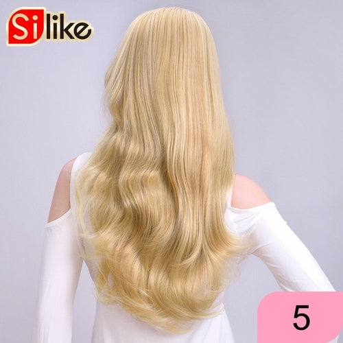 Silike 24 Inch Wavy 3/4 Half Wig Long Synthetic Hair Extensions Ombre