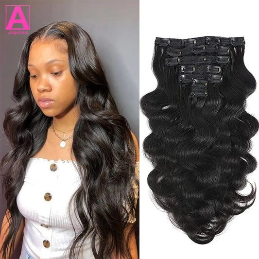 Body Wave Clip In Human Hair Extensions 120g/set Clips In Extension