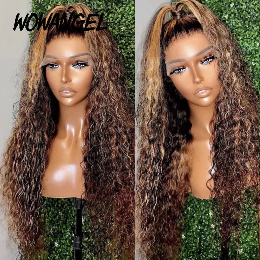 250% Highlight Wigs HD Lace Front Full Lace Frontal Wigs Curly Water