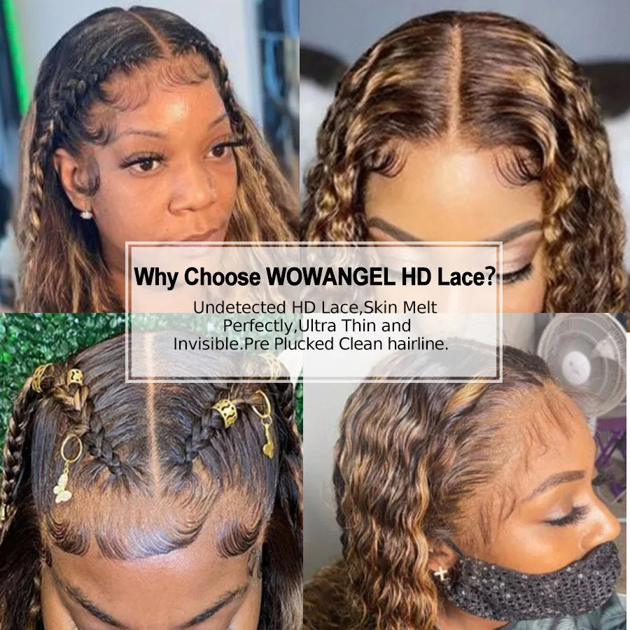 250% Highlight Wigs HD Lace Front Full Lace Frontal Wigs Curly Water