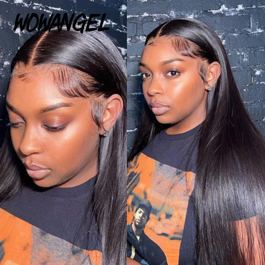 wow angel hd lace frontal wig Human hair wig 36inch Straight - 13x6