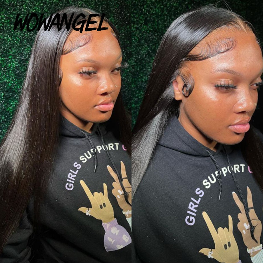 wow angel hd lace frontal wig Human hair wig 36inch Straight - 13x6