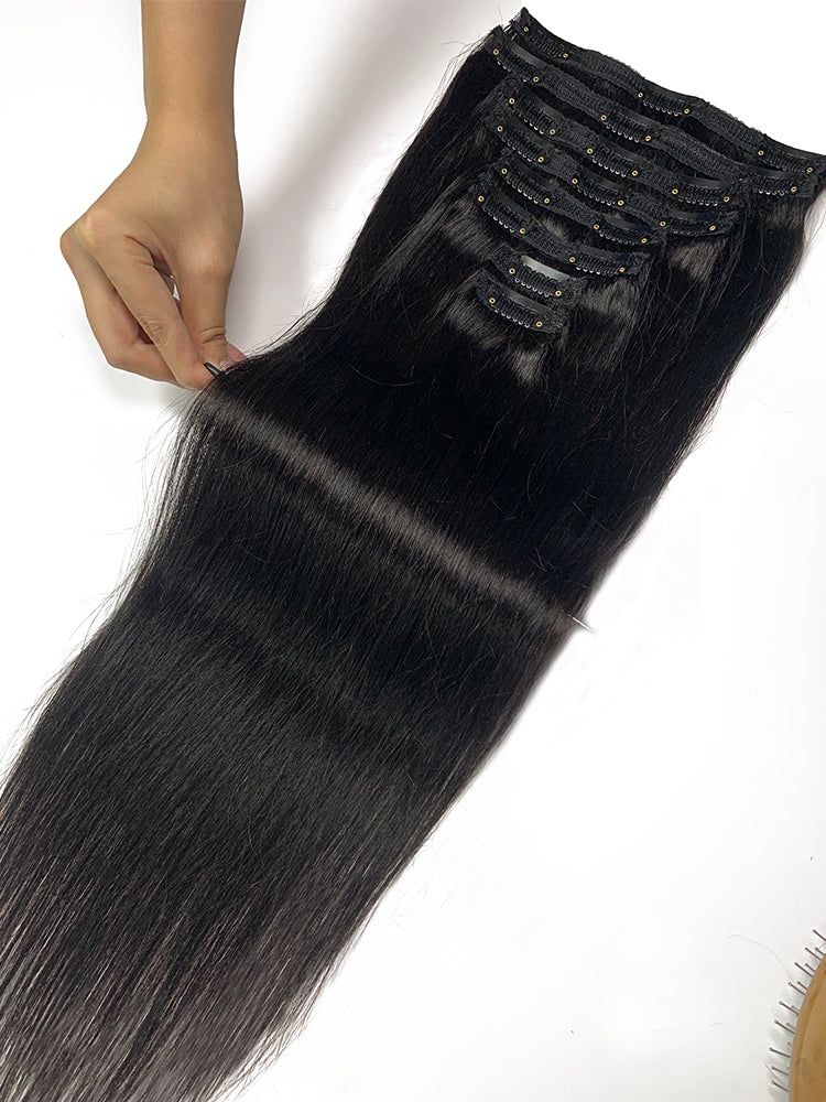 Straight Clip In Human Hair Extensions 100g/set Straight Clip In