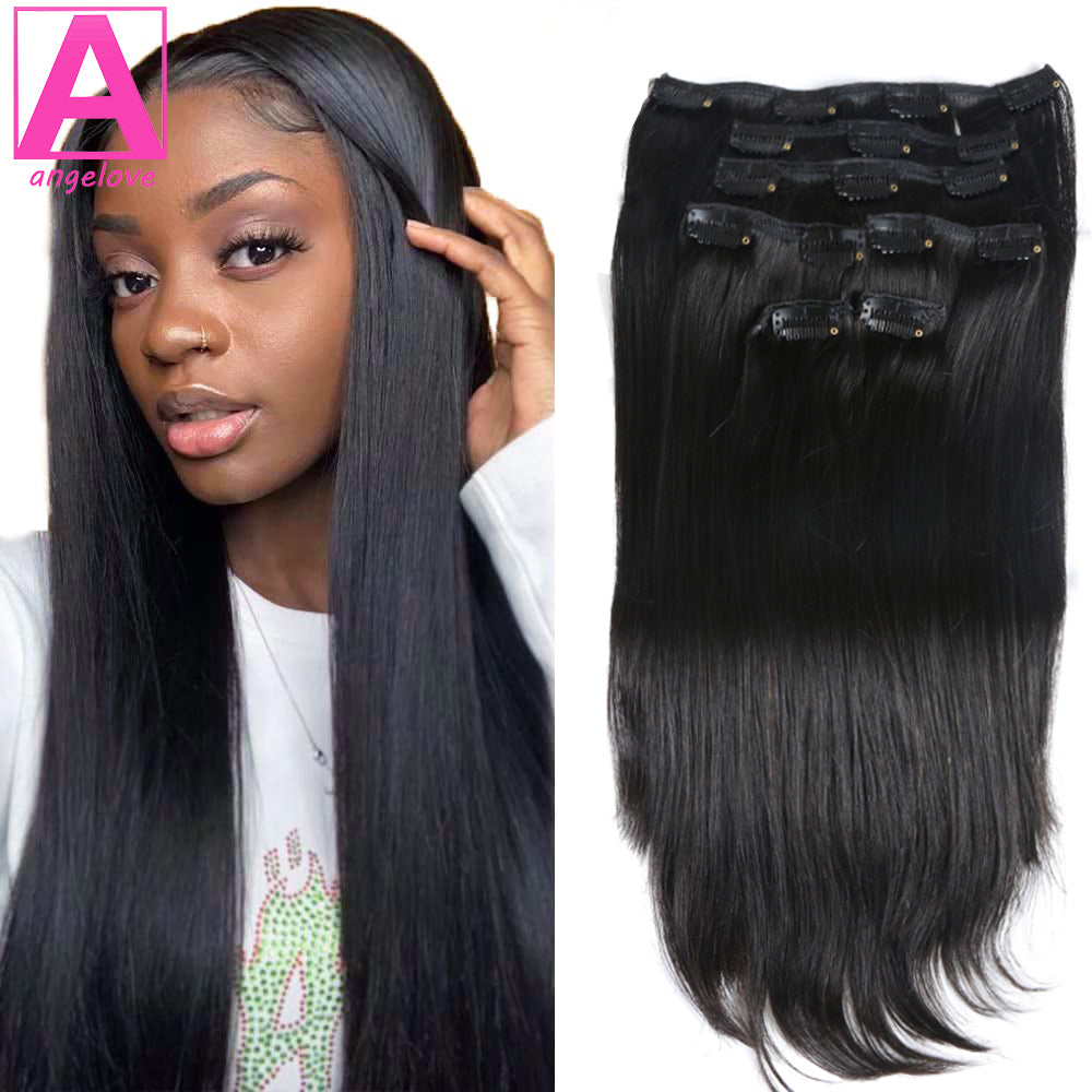 Straight Clip In Human Hair Extensions 100g/set Straight Clip In