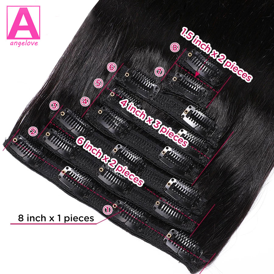 Straight Clip In Human Hair Extensions 100g/set Straight Clip In